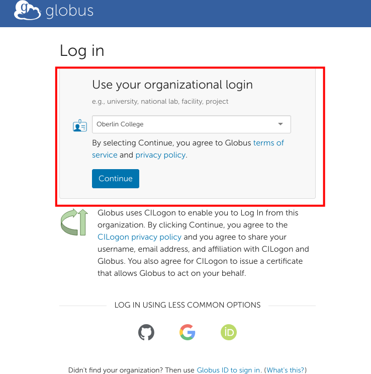 Globus Logon via CILogin